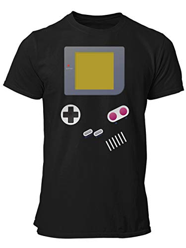 clothinx Handheld Konsole im Vintage 90er Jahre Retro Print | Gamer | Nerd | Geek | Computer Freak | LAN-Party | Herren T-Shirt Schwarz Gr. 3XL von clothinx