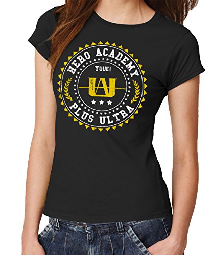 clothinx - Hero Academy Girls T-Shirt Schwarz, Größe M von clothinx