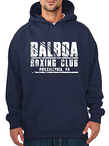clothinx Herren Kapuzenpullover Balboa Boxing Club Navy Gr. L von clothinx