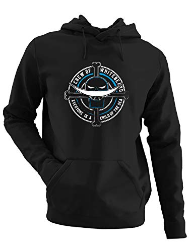 clothinx Crew of Whitebeard Piraten Anime und Manga Design | Crossbone Newgate Freibeuter Schädel | Perfekt für Cosplay Fans und die nächste Convention Herren Kapuzen-Pullover Schwarz Gr. XL von clothinx