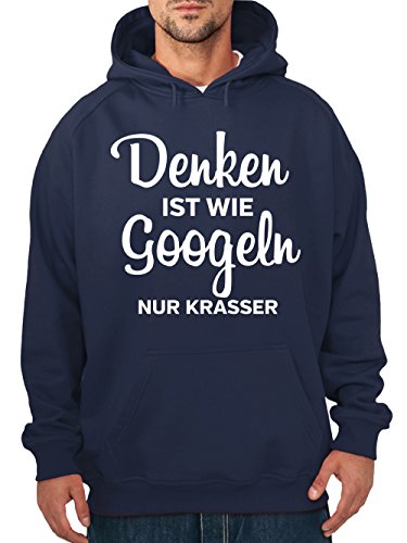 clothinx Herren Kapuzenpullover Denken ist wie Googeln nur krasser Navy Gr. S von clothinx