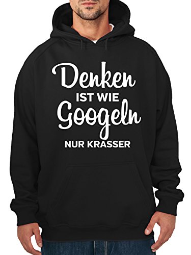 clothinx Herren Kapuzenpullover Denken ist wie Googeln nur krasser Schwarz Gr. 3XL von clothinx