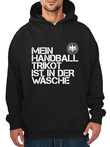 clothinx Herren Kapuzenpullover EM 2020 Mein Handball Trikot ist in der Wäsche Schwarz/Weiß Größe L von clothinx