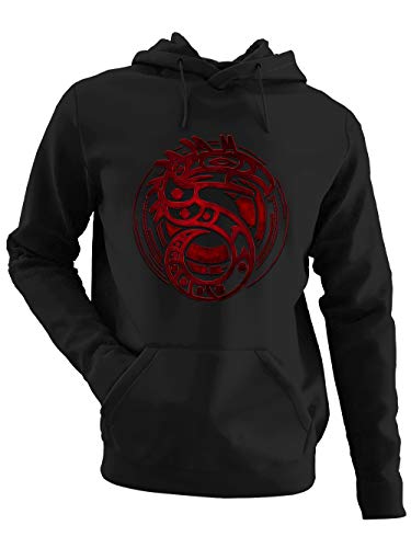 clothinx Shadowrun Emblem | Lizenziertes Original-Design | Passend Für Chummer Perfekt Für Die Nächste Pen and Paper Runde | Hochwertig Bedruckt Herren Kapuzen-Pullover Schwarz Gr. L von clothinx