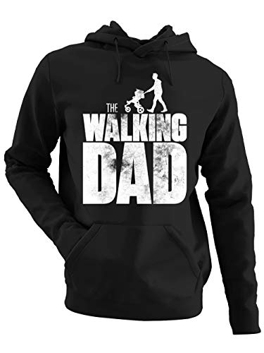 clothinx Herren Kapuzenpullover - The Walking Dad - Baby - Papa Hoodie Geschenkidee für werdenden Vater zur Geburt Vatertagsgeschenk Schwarz/Weiß Größe XXL von clothinx