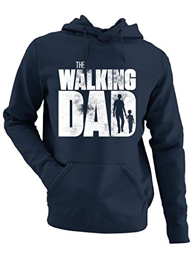 clothinx Herren Kapuzenpullover - The Walking Dad - Kid - Papa Hoodie Geschenkidee für Coole Väter Vatertagsgeschenk The Walking Dad Kid Navy/Weiß Größe 3XL von clothinx