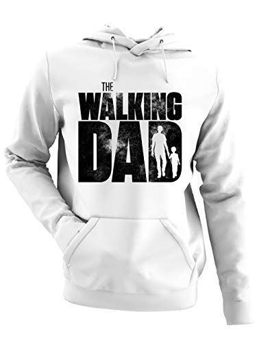 clothinx Herren Kapuzenpullover - The Walking Dad - Kid - Papa Hoodie Geschenkidee für Coole Väter Vatertagsgeschenk The Walking Dad Kid Weiß/Schwarz Größe M von clothinx