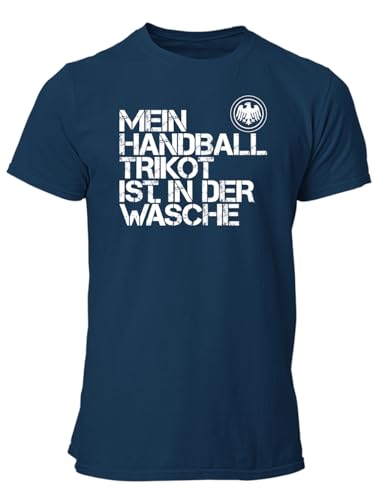 clothinx Herren T-Shirt EM Mein Handball Trikot ist in der Wäsche Navy/Weiß Größe XXL von clothinx