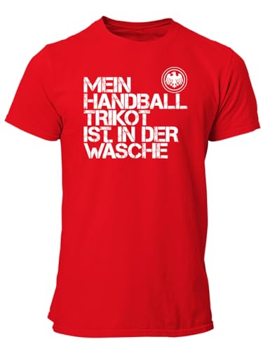 clothinx Herren T-Shirt EM Mein Handball Trikot ist in der Wäsche Rot/Weiß Größe M von clothinx