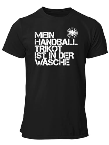 clothinx Herren T-Shirt EM Mein Handball Trikot ist in der Wäsche Schwarz/Weiß Größe L von clothinx