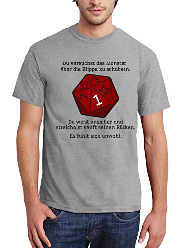 clothinx Herren T-Shirt Epischer Patzer Bio & fair - Pen and Paper Rollenspiel - Dungeonmaster - Abenteuer - Fantasy - Geschenkidee für Rollenspieler und den DND Fan Grau Gr. S von clothinx