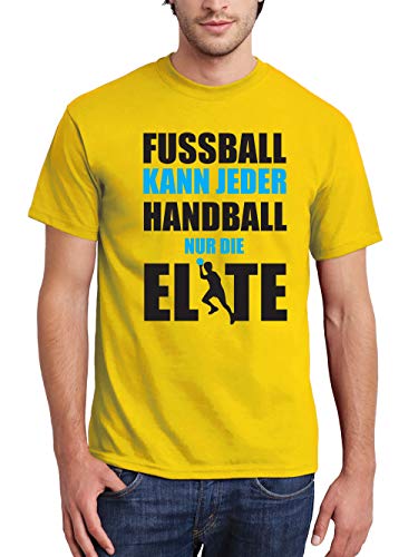 clothinx Herren T-Shirt Fussball Kann Jeder Handball Nur Die Elite Gelb Gr. M von clothinx