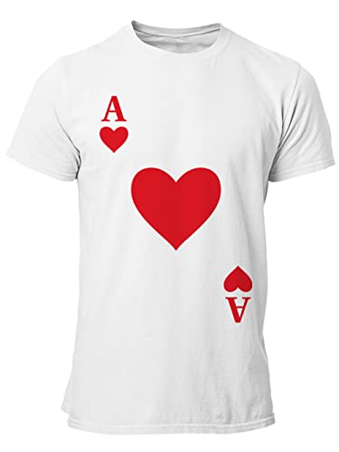 clothinx Herren T-Shirt Herz Ass Karneval, Fasching Spielkarten Kostüm Weiß Größe XXL von clothinx