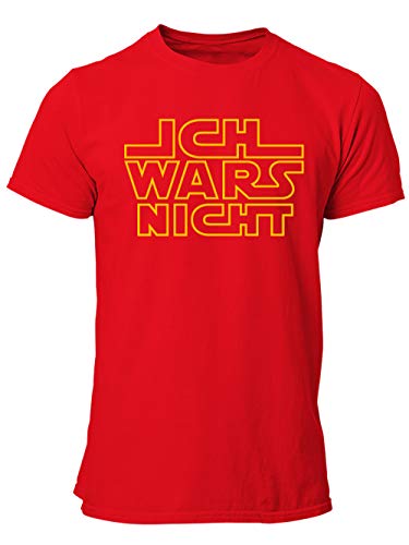 clothinx Ich Wars Nicht T-Shirt Männer - Sprüche Shirt Herren Rot/Gelb Größe XL von clothinx