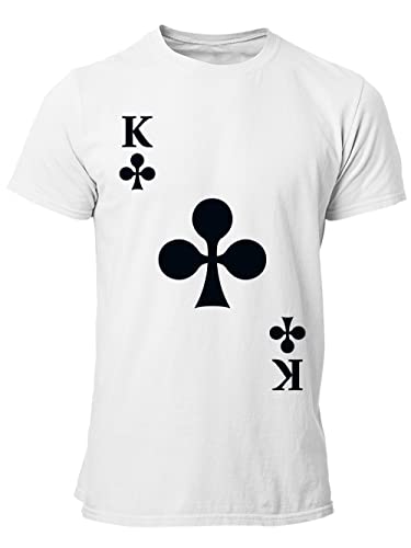 clothinx Herren T-Shirt Kreuz König Karneval, Fasching Spielkarten Kostüm Weiß Größe XXL von clothinx