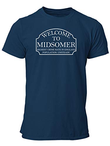 clothinx Midsomer Inspector - Welcome to Midsomer - Highest Crime Rate in England - Population Unsteady - The Home of Inspector Barnaby Herren T-Shirt Navy Gr. XXL von clothinx