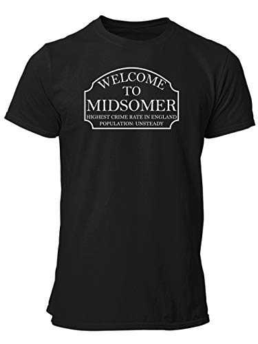 clothinx Midsomer Inspector - Welcome to Midsomer - Highest Crime Rate in England - Population Unsteady - The Home of Inspector Barnaby Herren T-Shirt Schwarz Gr. XXL von clothinx