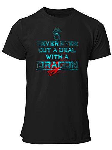 clothinx Shadowrun Never Deal with A Dragon | Lizenziertes Original-Design Passend Für Chummer und Die Nächste Pen and Paper Runde Hochwertig Bedruckt Herren T-Shirt Schwarz Gr. 3XL von clothinx