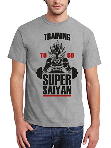 clothinx Herren T-Shirt Training to go Super Saiyan Grau Gr. XXL von clothinx