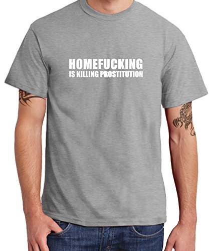 clothinx - Homefucking is Killing Prostitution Boys T-Shirt Sports Grey, Größe S von clothinx