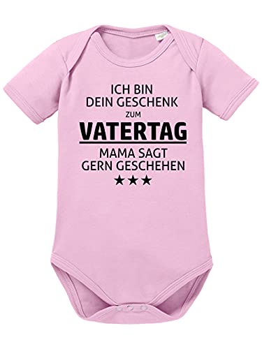 clothinx Ich Bin Dein Geschenk Zum Vatertag Mama SAGT Gern Geschehen | Schöne Geschenk-Idee als Vatertagsgeschenk Baby-Body Bio Hellrosa Gr. 74-80 von clothinx