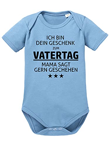 clothinx Ich Bin Dein Geschenk Zum Vatertag Mama SAGT Gern Geschehen | Schöne Geschenk-Idee als Vatertagsgeschenk Baby-Body Bio Himmelblau Gr. 68 von clothinx