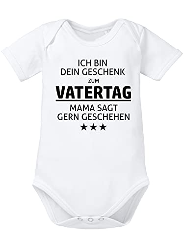 clothinx Ich Bin Dein Geschenk Zum Vatertag Mama SAGT Gern Geschehen | Schöne Geschenk-Idee als Vatertagsgeschenk Baby-Body Bio Weiß Gr. 62 von clothinx