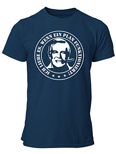 clothinx Ich Liebe es wenn EIN Plan funktioniert Herren T-Shirt Navy Gr. XL von clothinx