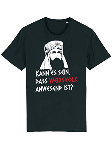clothinx Kann es sein DAS Weibsvolk Anwesend ist | Tolles Geschenk für Latinisten Latein Lehrer und Kino-Fans | Kult Design Zum Beliebten Filmklassiker Herren T-Shirt Bio und Fair Schwarz Gr. XL von clothinx