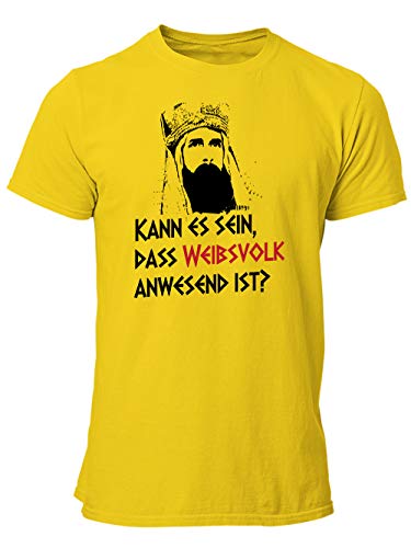 clothinx Kann es sein DAS Weibsvolk Anwesend ist | Tolles Geschenk für Latinisten Latein Lehrer und Kino-Fans | Kult Design Zum Beliebten Filmklassiker Herren T-Shirt Gelb Gr. 3XL von clothinx