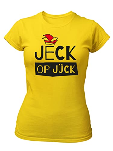 clothinx Karneval Jeck op Jück Damen T-Shirt Bio & Fair Gelb/Schwarz Größe XXL von clothinx
