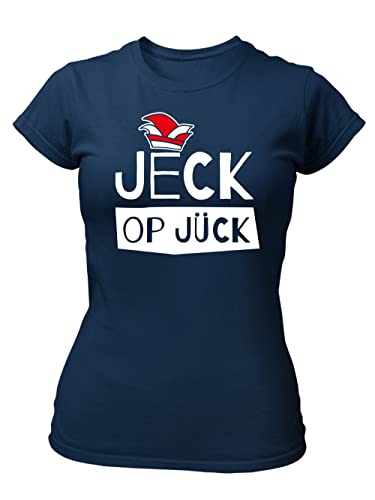 clothinx Karneval Jeck op Jück Damen T-Shirt Bio & Fair Navy/Weiß Größe XXL von clothinx