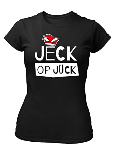clothinx Karneval Jeck op Jück Damen T-Shirt Bio & Fair Schwarz/Weiß Größe XL von clothinx