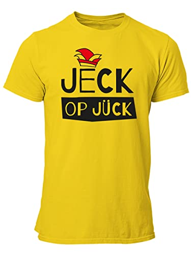 clothinx Karneval Jeck op Jück Männer T-Shirt Bio & Fair Gelb/Schwarz Größe XL von clothinx