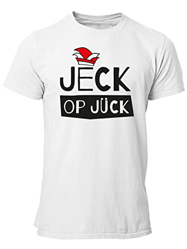 clothinx Karneval Jeck op Jück Männer T-Shirt Bio & Fair Weiß/Schwarz Größe M von clothinx