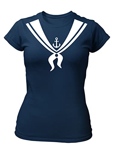 clothinx Karneval Matrose Damen T-Shirt Bio & Fair Navy/Weiß Größe L von clothinx