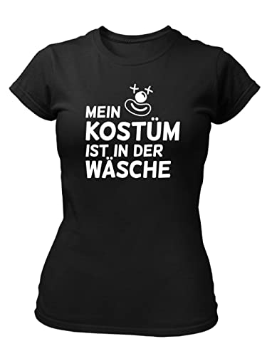 clothinx Karneval Mein Kostüm ist in der Wäsche Damen T-Shirt Bio & Fair Schwarz/Weiß Größe XL von clothinx