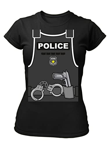clothinx Karneval Police Polizei-Kostüm Damen T-Shirt Bio & Fair Schwarz Größe XL von clothinx