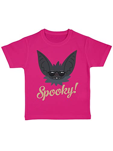 clothinx Kinder Bio T-Shirt Halloween Grusel Fledermaus Spooky Dark Pink Gr. 128 von clothinx