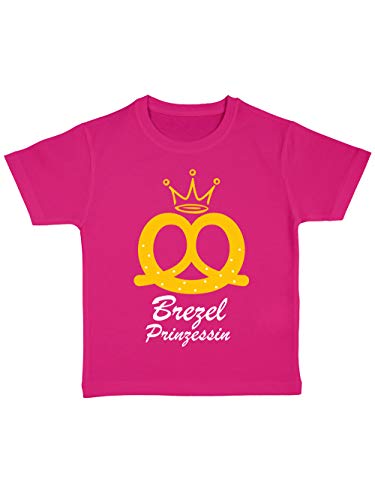 clothinx Kinder Bio T-Shirt Oktoberfest Brezel Prinzessin Dark Pink Gr. 116 von clothinx