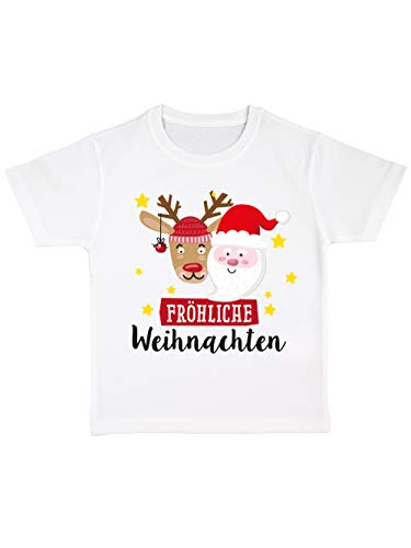 clothinx Kinder T-Shirt Bio Fröhliche Weihnachten Weiß Größe 116 von clothinx