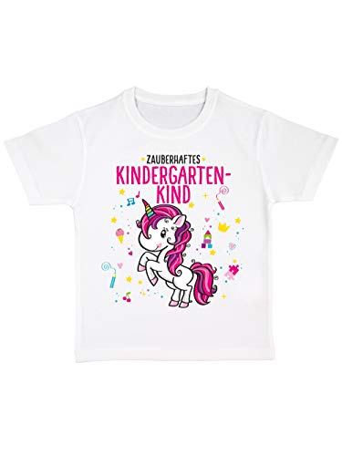 clothinx Kinder T-Shirt Bio Kindergartenstart Zauberhaftes Kindergartenkind Weiß/Pink Größe 104 von clothinx