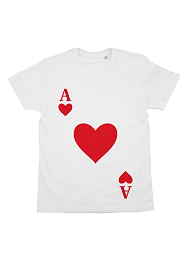 clothinx Kinder T-Shirt Bio Spielkarte Herz Ass Karneval Weiß Größe 122-128 von clothinx