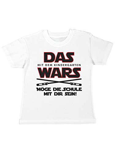 clothinx Kinder T-Shirt Einschulung - DAS Wars Möge die Schule mit dir Sein Weiß Gr. 128 von clothinx