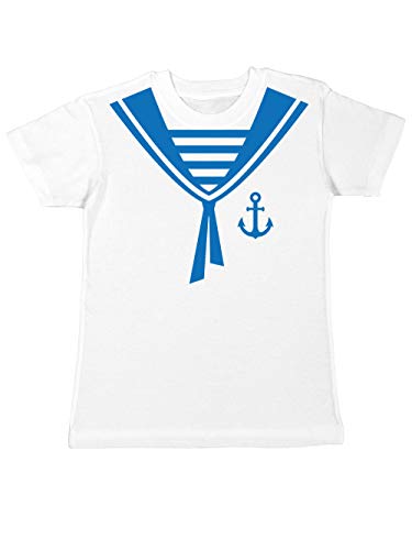 clothinx Kinder T-Shirt Karneval Matrose Weiß/Blau Größe 140 von clothinx