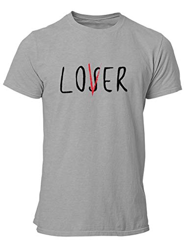 clothinx Loser Lover Club | Halloween Horror-Film Design | Perfekt Für Fans von Horror Clowns Herren T-Shirt Grau Gr. M von clothinx