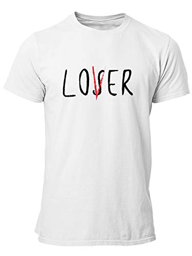 clothinx Loser Lover Club | Halloween Horror-Film Design | Perfekt Für Fans von Horror Clowns Herren T-Shirt Weiß Gr. M von clothinx