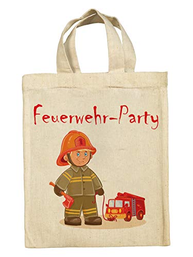 clothinx Lustige Kindergeburtstag Mitgebsel Tasche Beutel im Set mit Geburtstag Motto Feuerwehr 10er Pack von clothinx