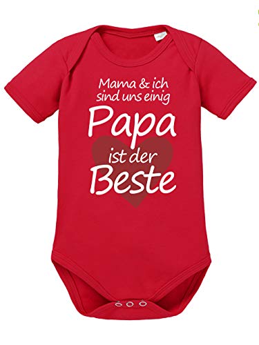 clothinx Mama Und Ich Sind Uns Einig Papa Ist Der Beste Baby-Body Bio Rot Gr. 50-56 von clothinx