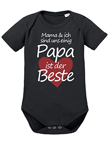 clothinx Mama Und Ich Sind Uns Einig Papa Ist Der Beste Baby-Body Bio Schwarz Gr. 62 von clothinx
